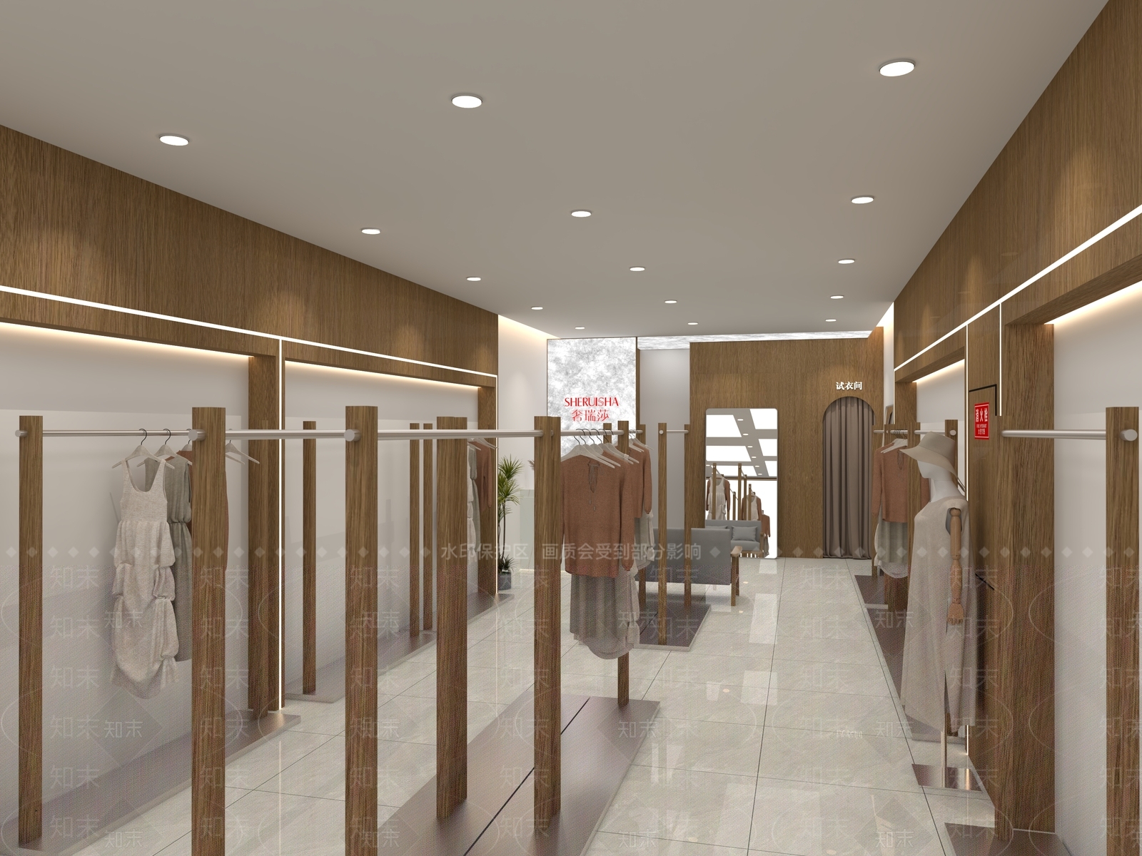 现代极简服装店SU模型下载【ID:1189205458】