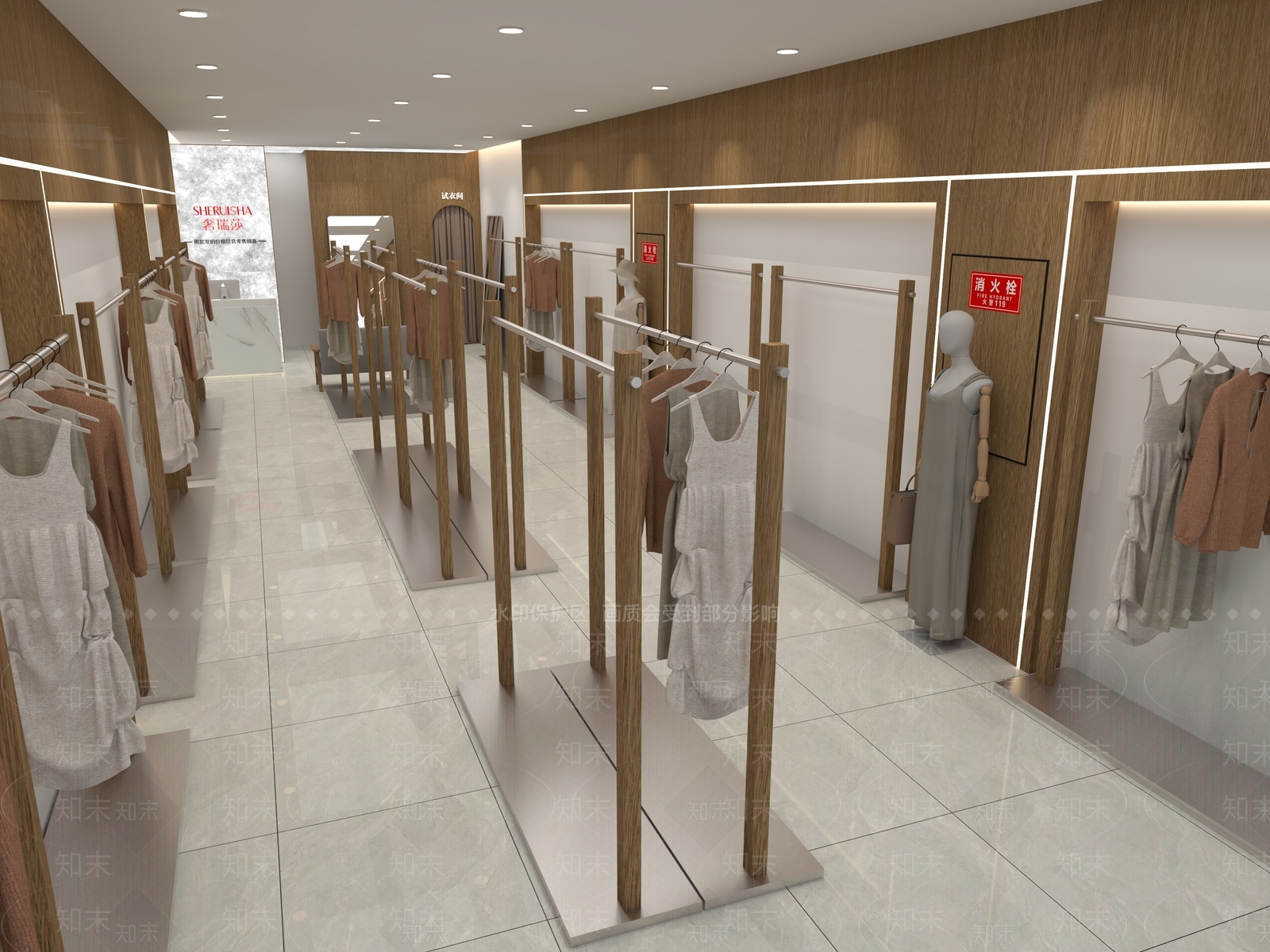 现代极简服装店SU模型下载【ID:1189205458】