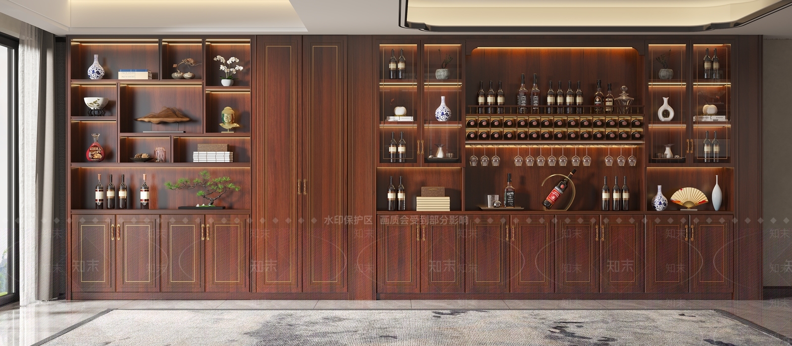 新中式中式家居餐厅3D模型下载【ID:1189202961】