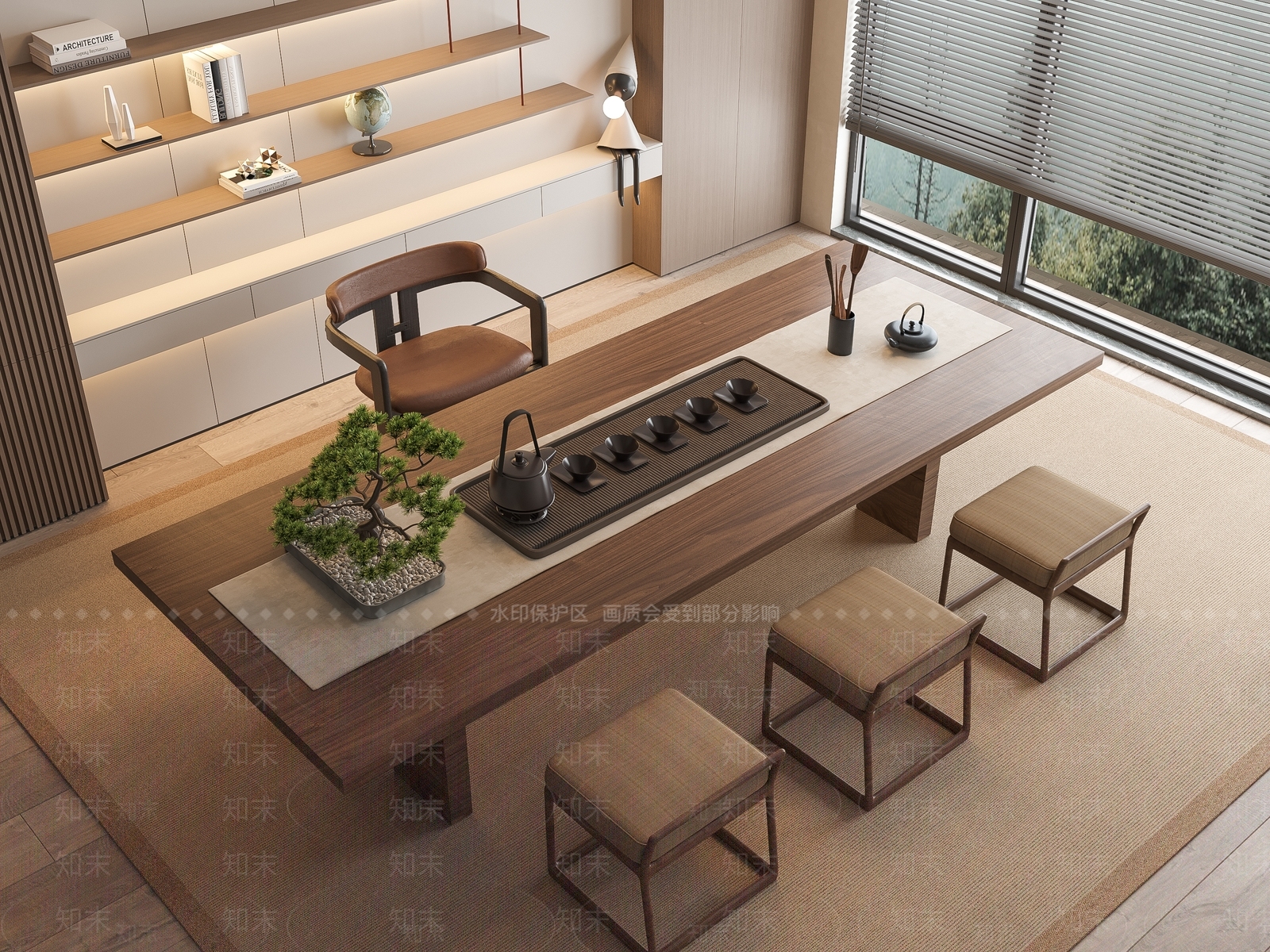 新中式茶桌椅3D模型下载【ID:1189203395】