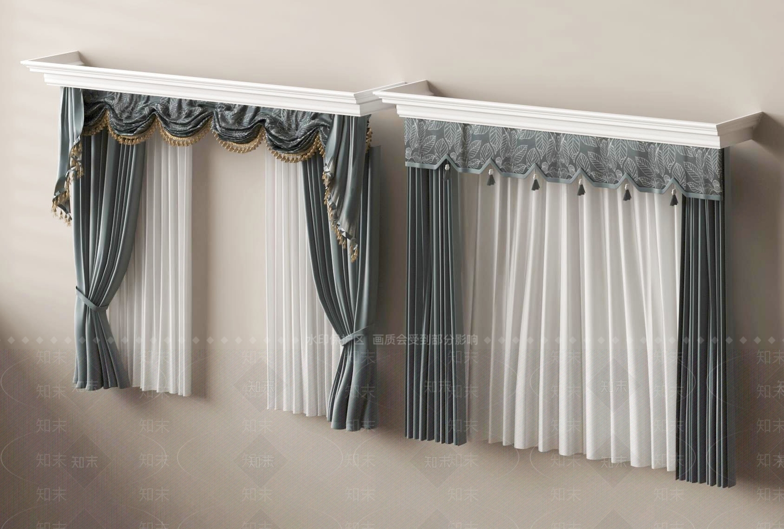简欧通用窗帘3D模型下载【ID:1189203569】