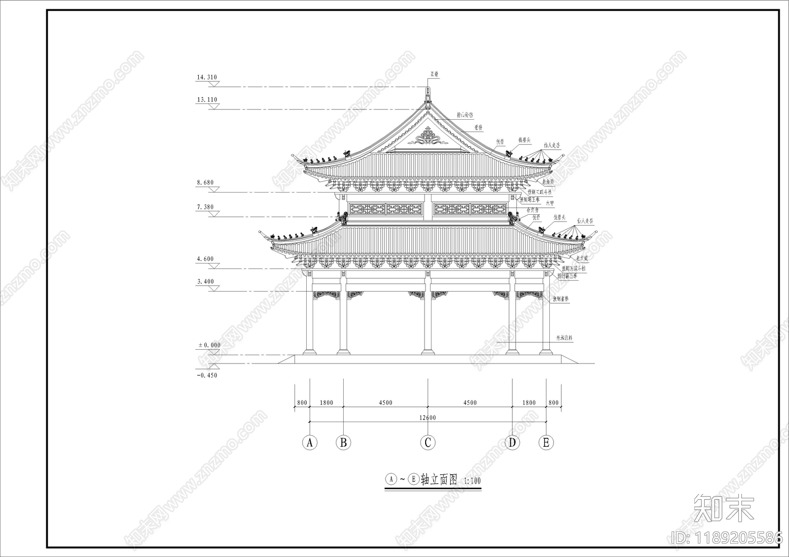 寺庙施工图下载【ID:1189205586】