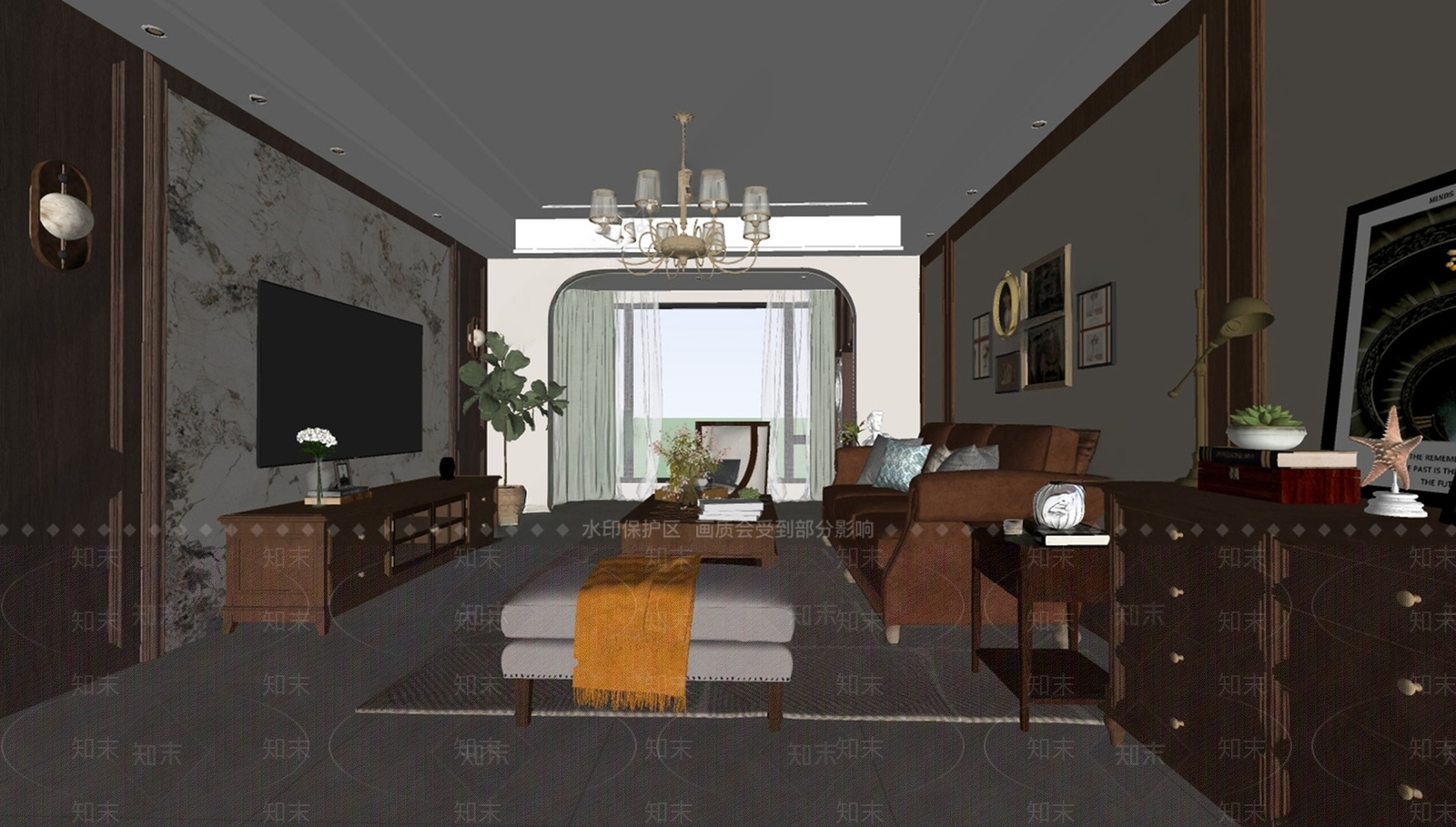 美式复古客餐厅SU模型下载【ID:1189209429】
