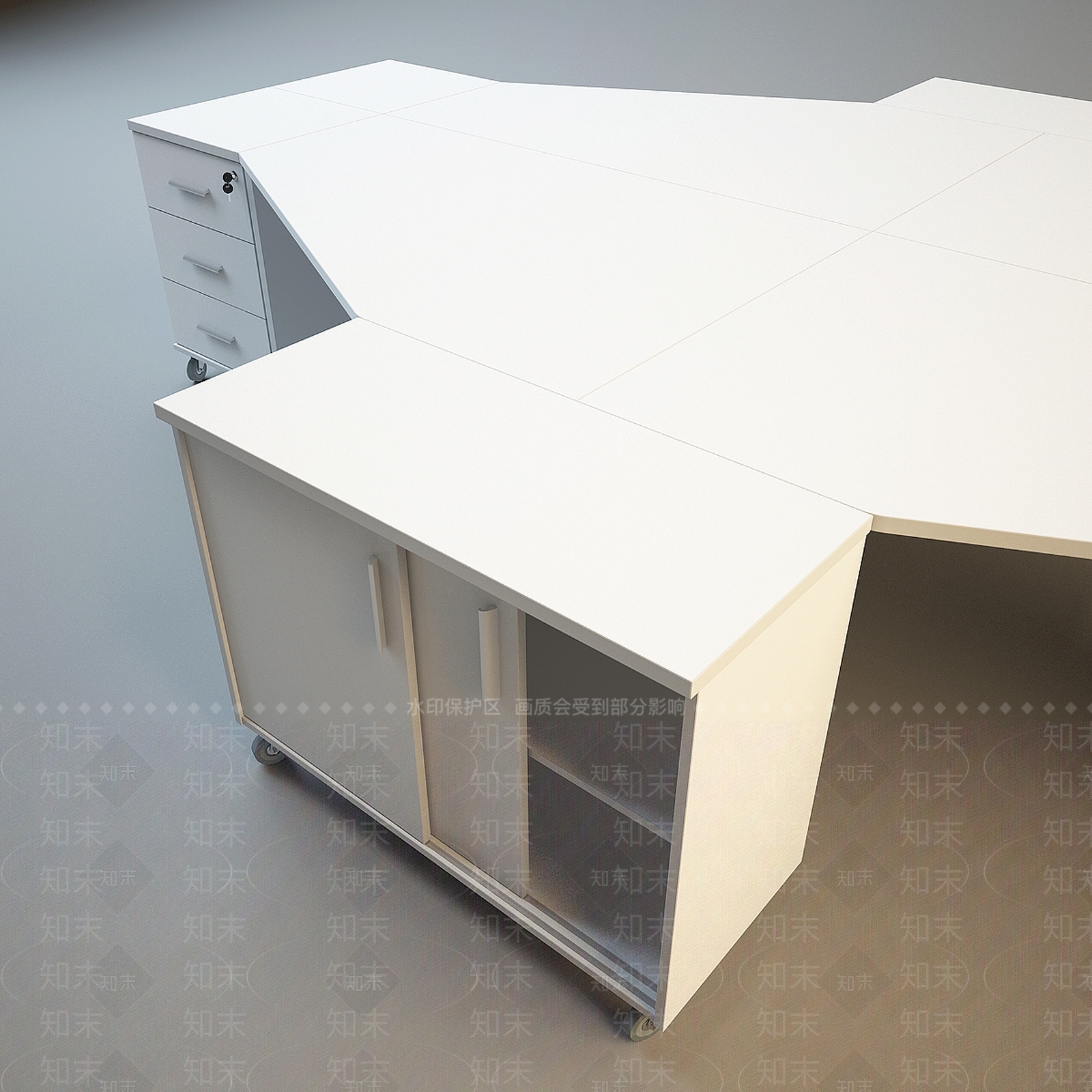 现代办公桌3D模型下载【ID:1189213400】