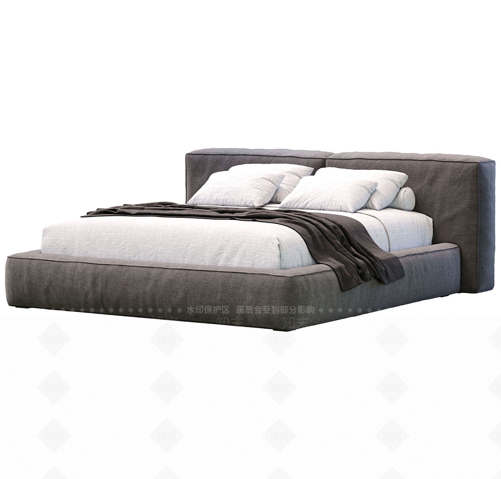 现代简约双人床3D模型下载【ID:1189217394】
