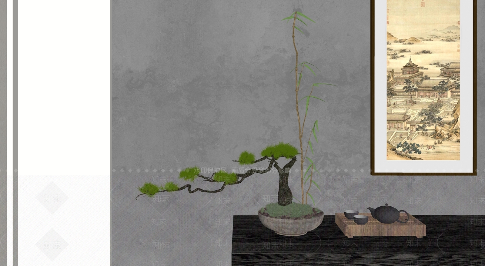 新中式中古摆件组合SU模型下载【ID:1189220056】