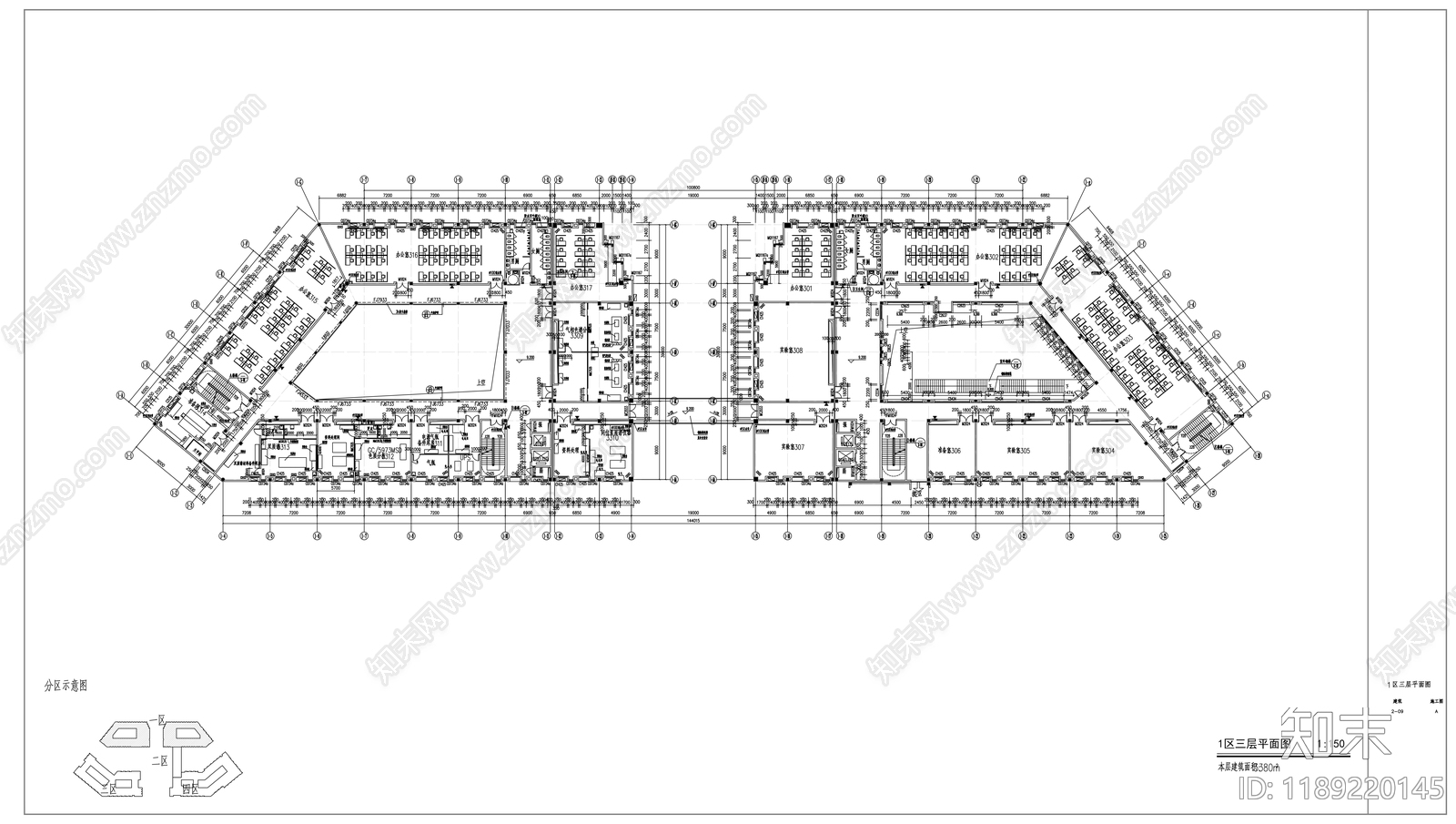 现代办公楼建筑cad施工图下载【ID:1189220145】