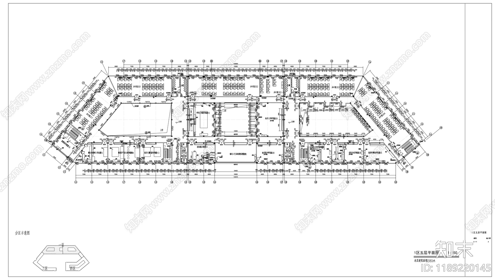 现代办公楼建筑cad施工图下载【ID:1189220145】