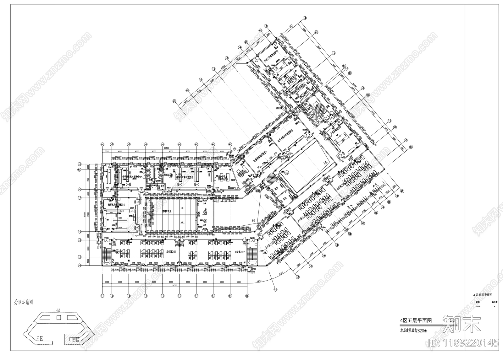 现代办公楼建筑cad施工图下载【ID:1189220145】