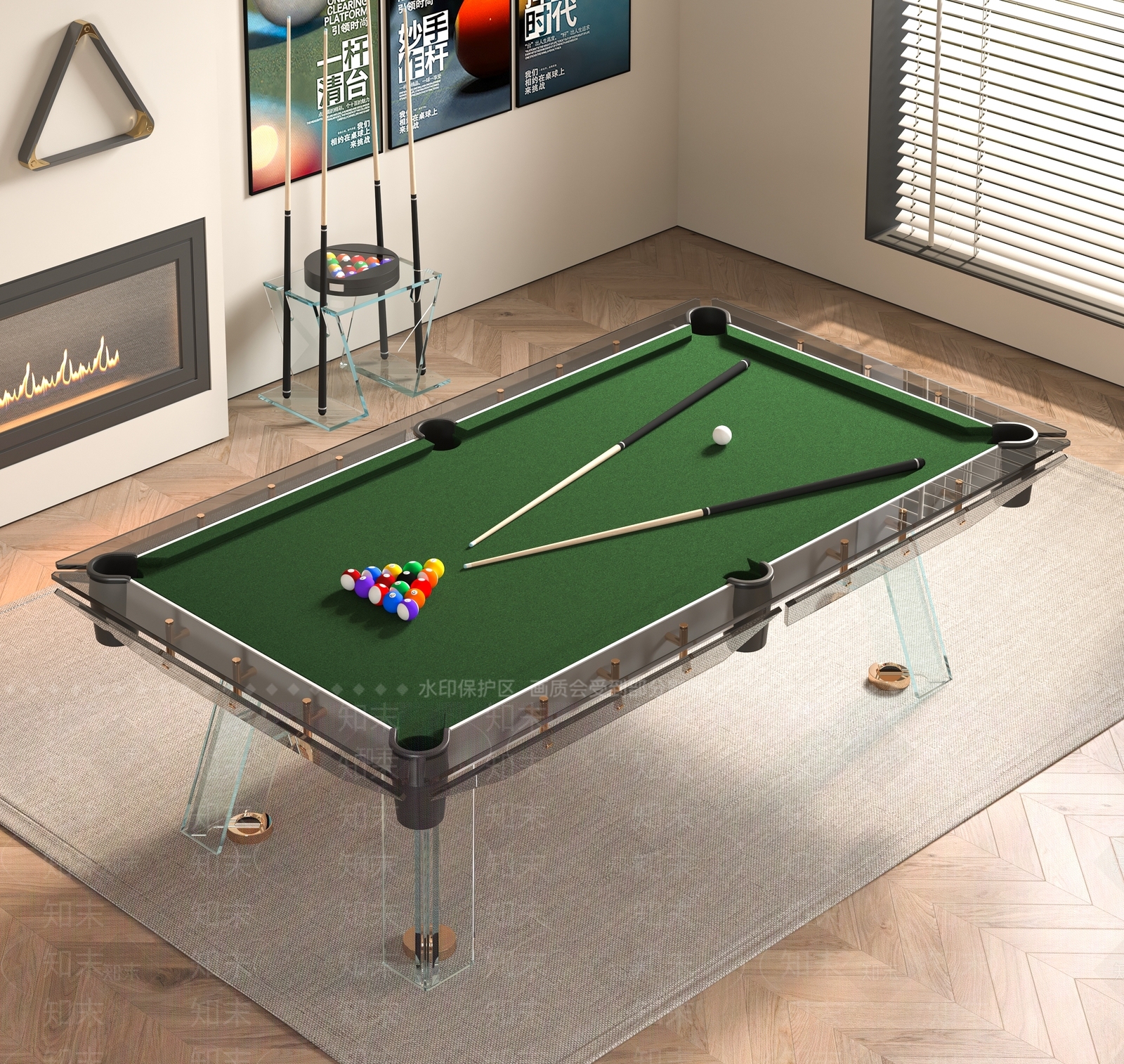 台球桌3D模型下载【ID:1189221363】