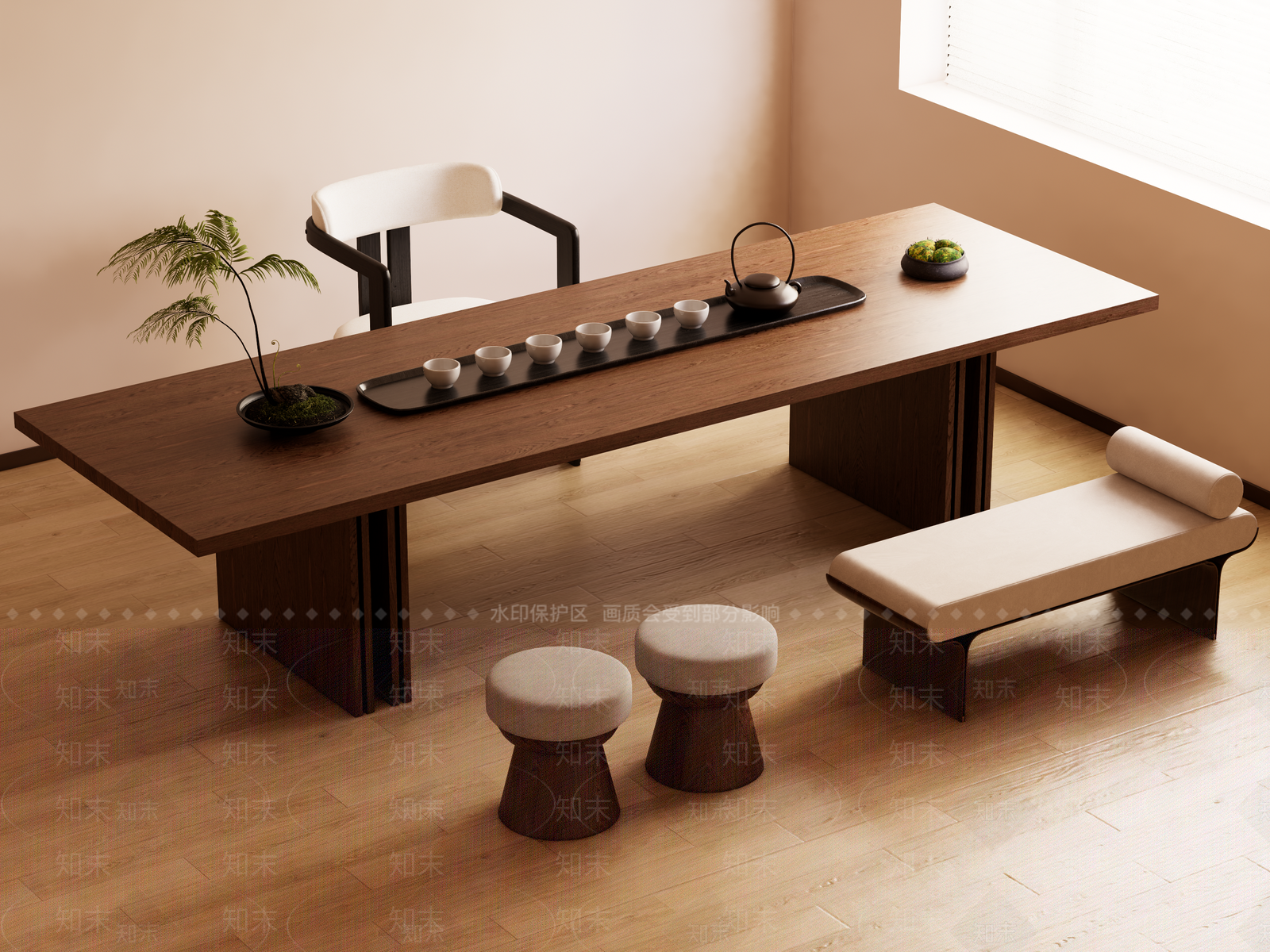 新中式中古茶桌椅SU模型下载【ID:1189222970】