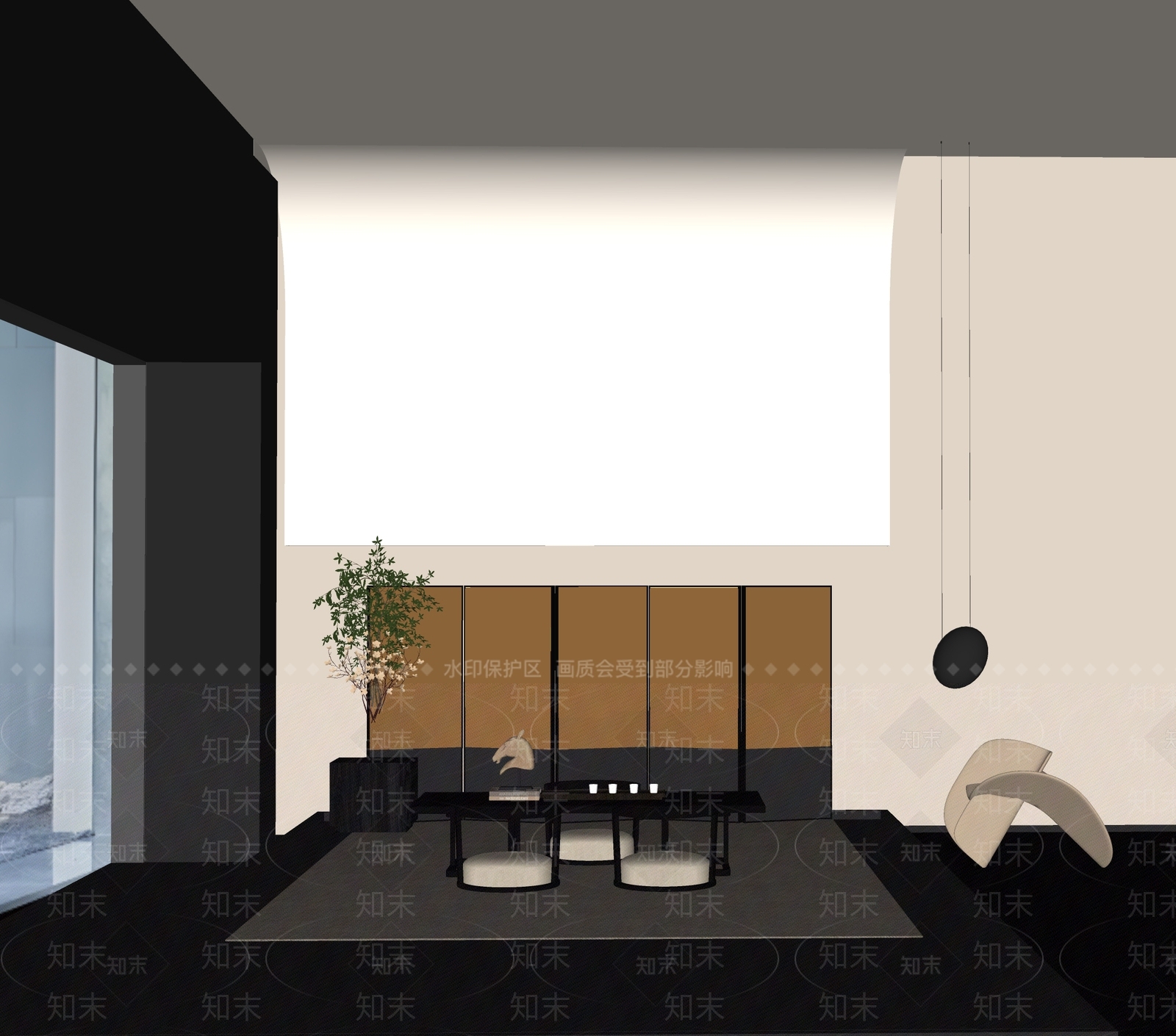 现代新中式茶室SU模型下载【ID:1189224855】