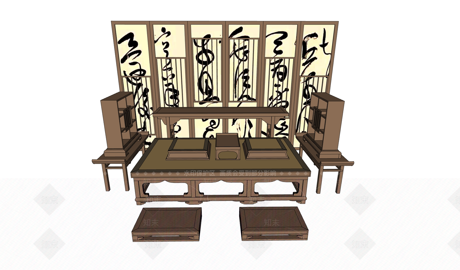 中式书房SU模型下载【ID:1189229081】