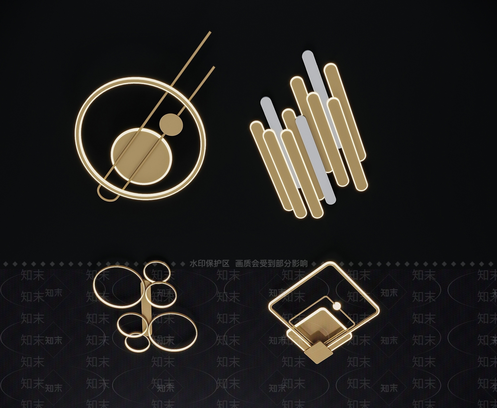 现代灯具组合3D模型下载【ID:1189605475】