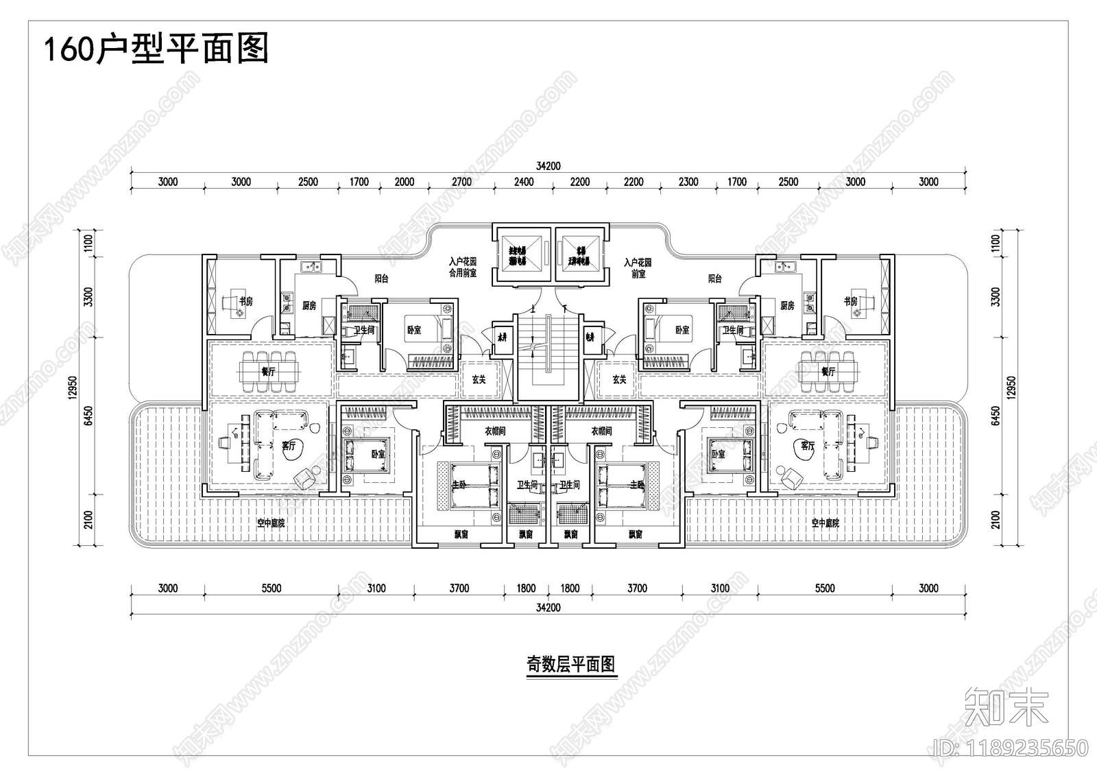 现代新中式住宅楼建筑施工图下载【ID:1189235650】
