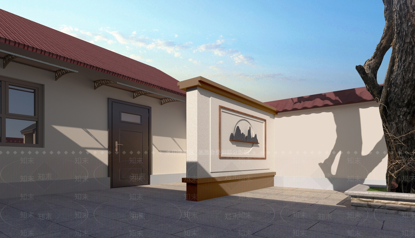 现代中式庭院3D模型下载【ID:1189235779】