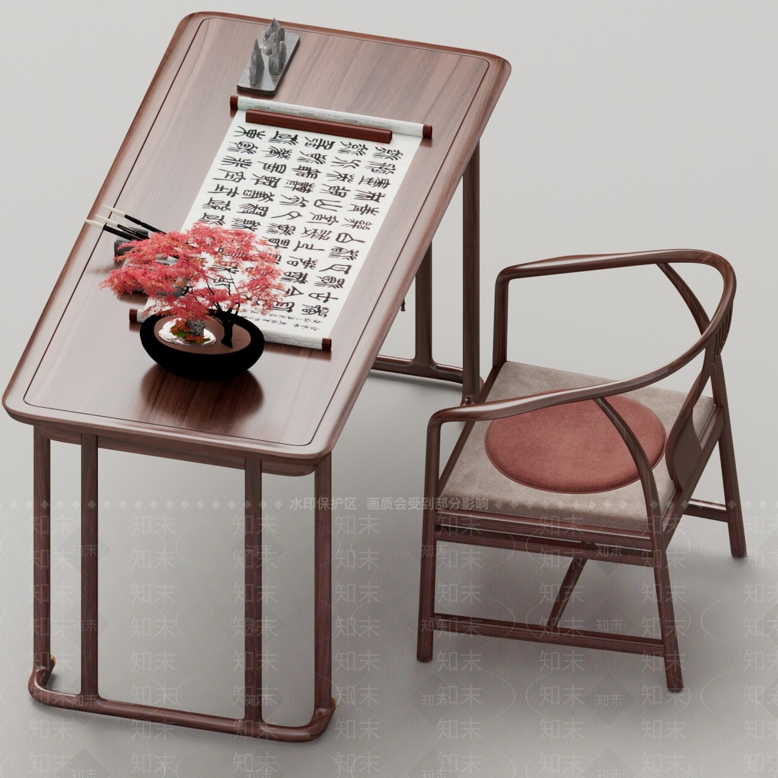 中式书桌3D模型下载【ID:1189238199】