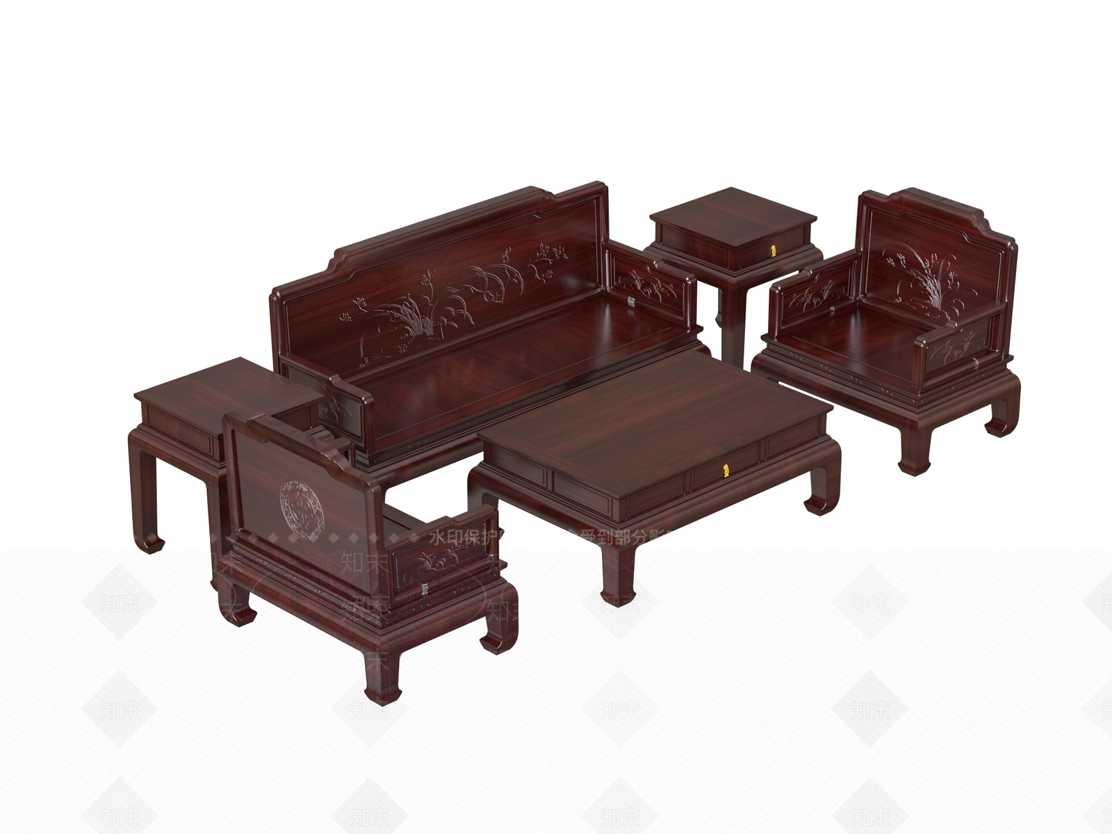 中式新中式沙发组合3D模型下载【ID:1189244404】