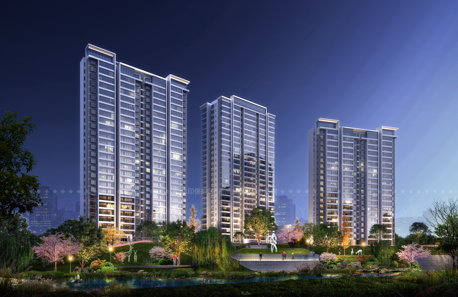 现代轻奢高层住宅SU模型下载【ID:1189252770】