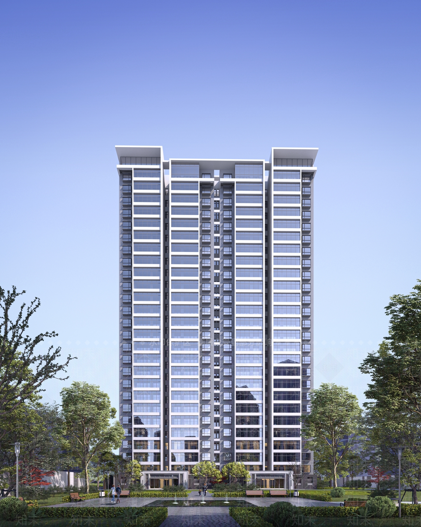 现代轻奢高层住宅SU模型下载【ID:1189252770】