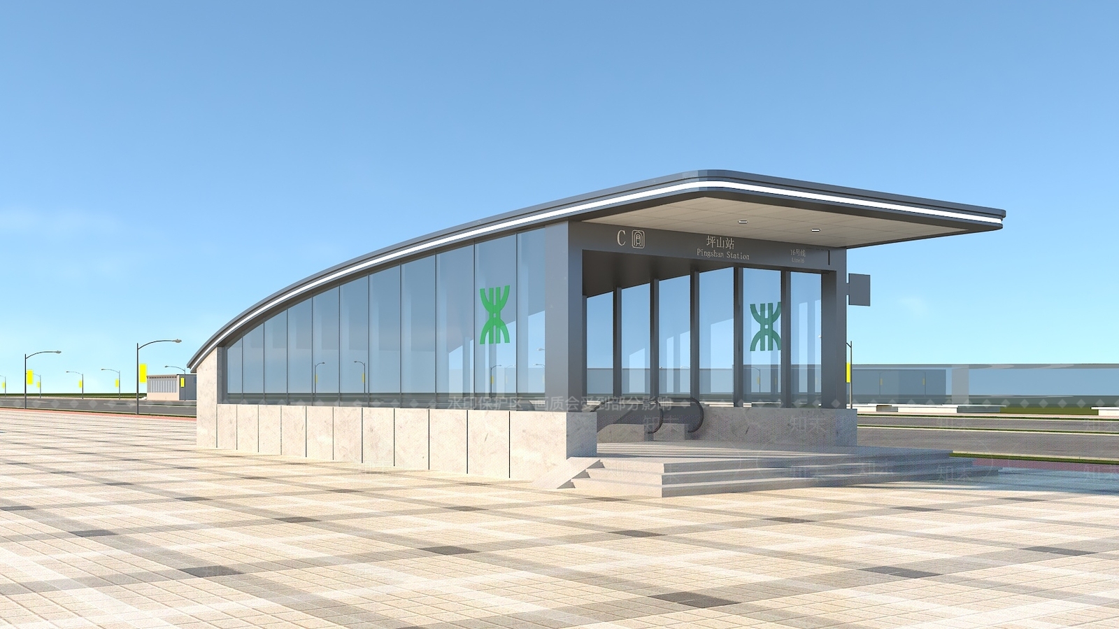 现代车站外观3D模型下载【ID:1189253422】