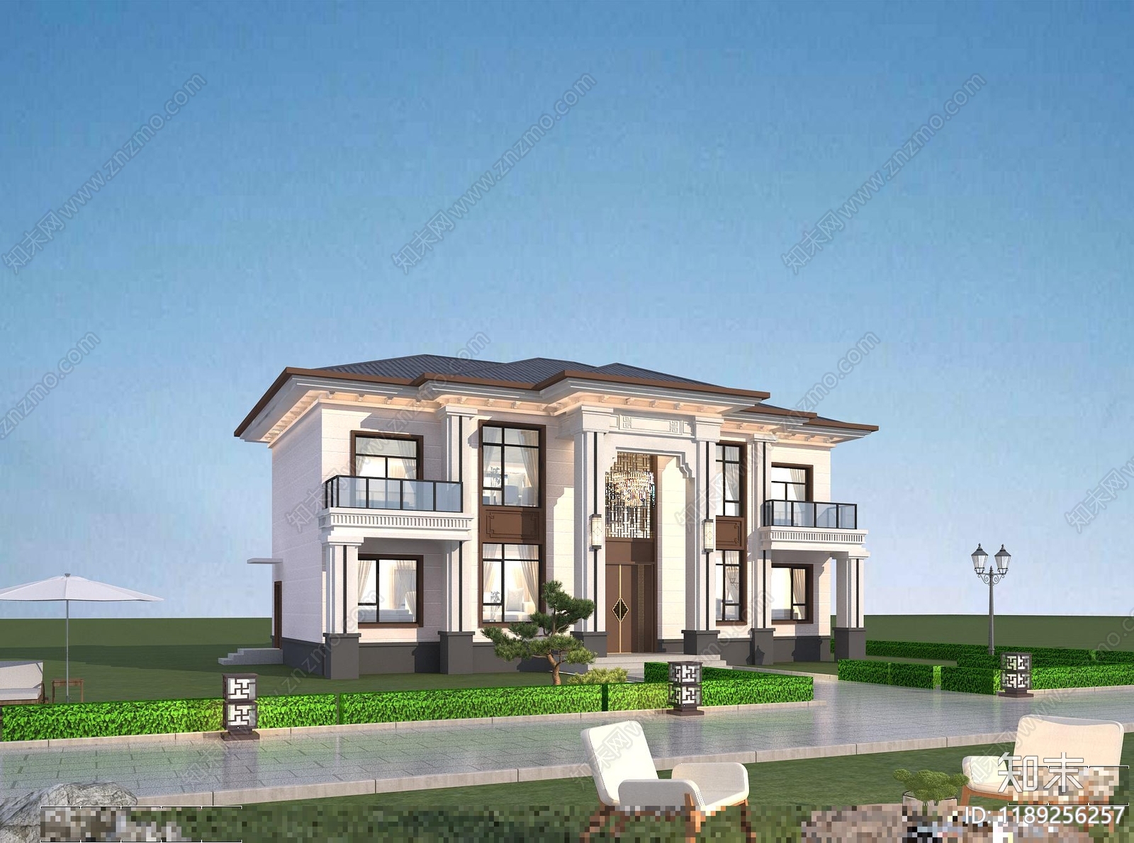 新中式别墅建筑施工图下载【ID:1189256257】