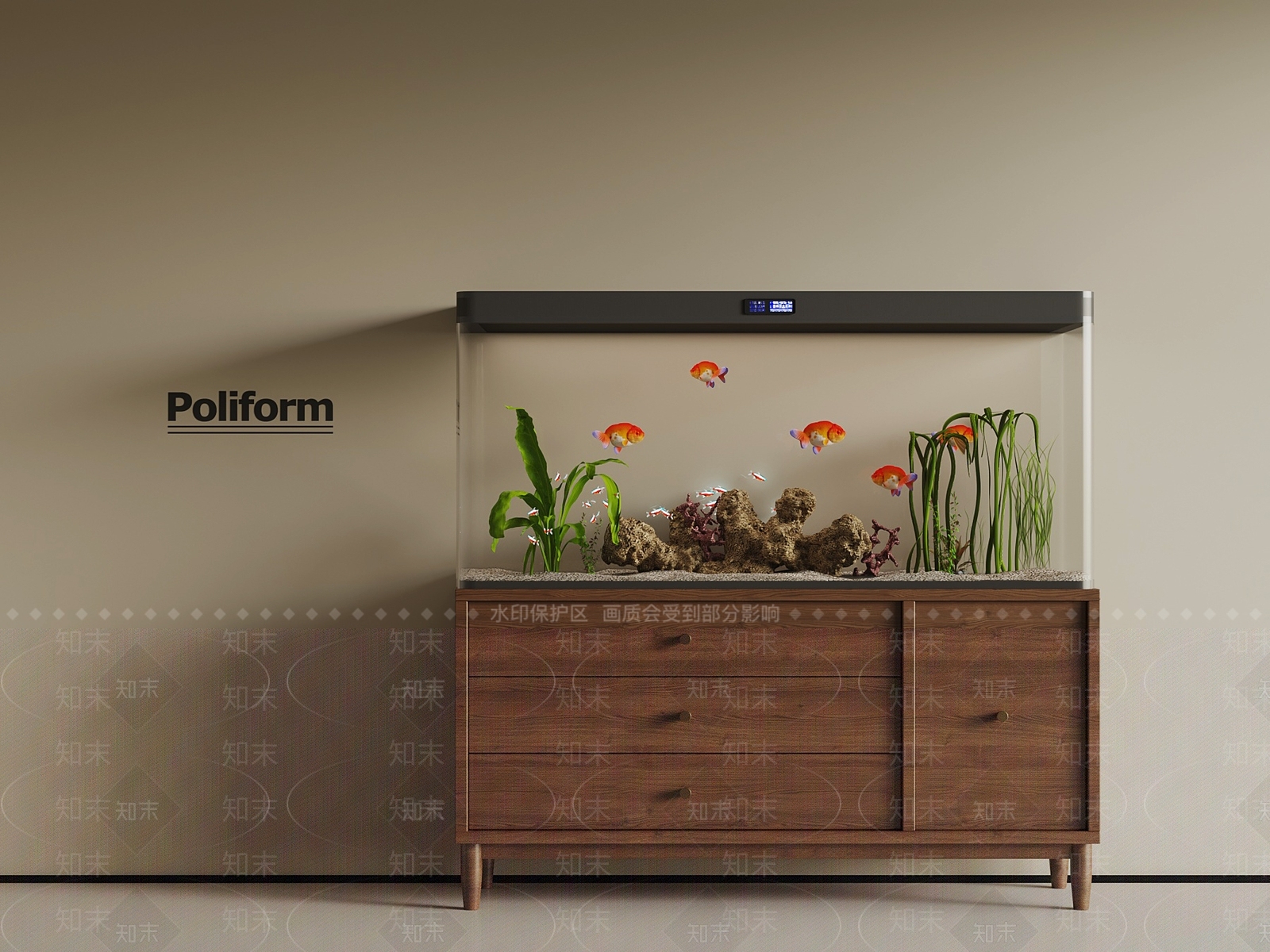 法式中古鱼缸3D模型下载【ID:1189258992】