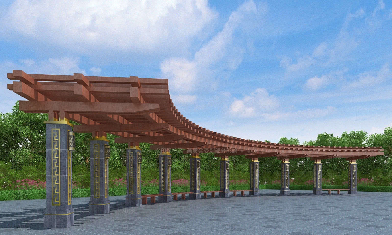 现代廊架3D模型下载【ID:1189259133】