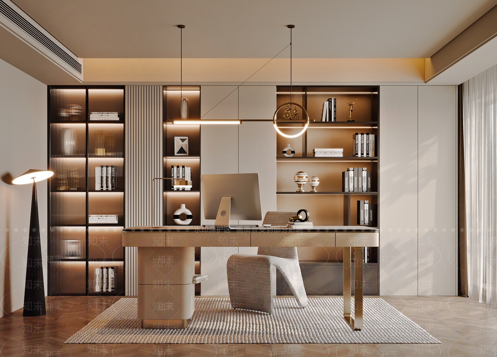 现代意式书房3D模型下载【ID:1189262127】