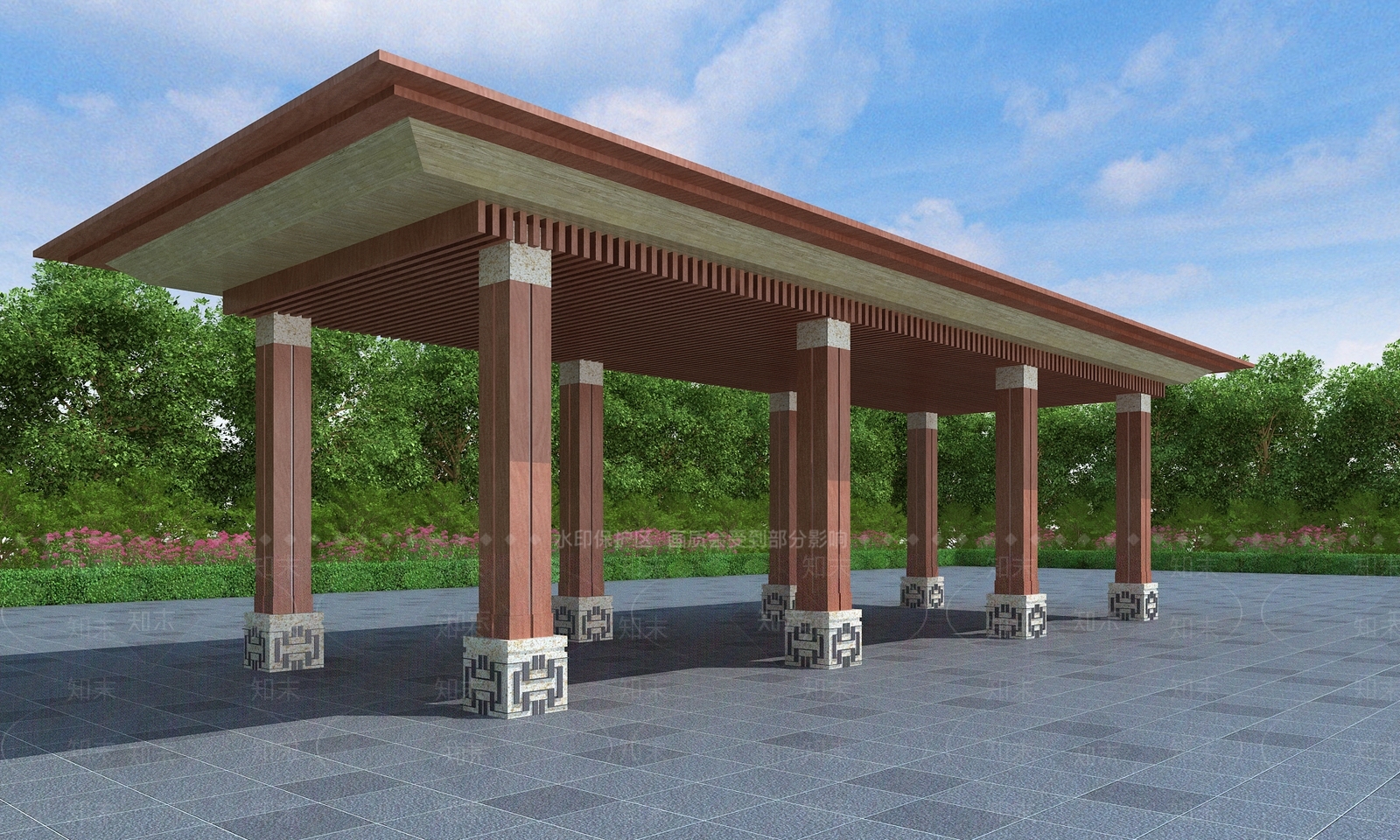 现代新中式廊架3D模型下载【ID:1189262337】