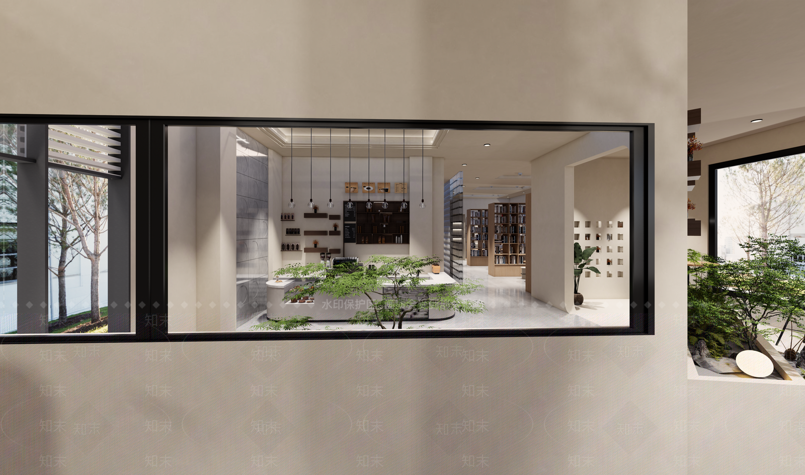 现代奶油咖啡厅SU模型下载【ID:1189263176】