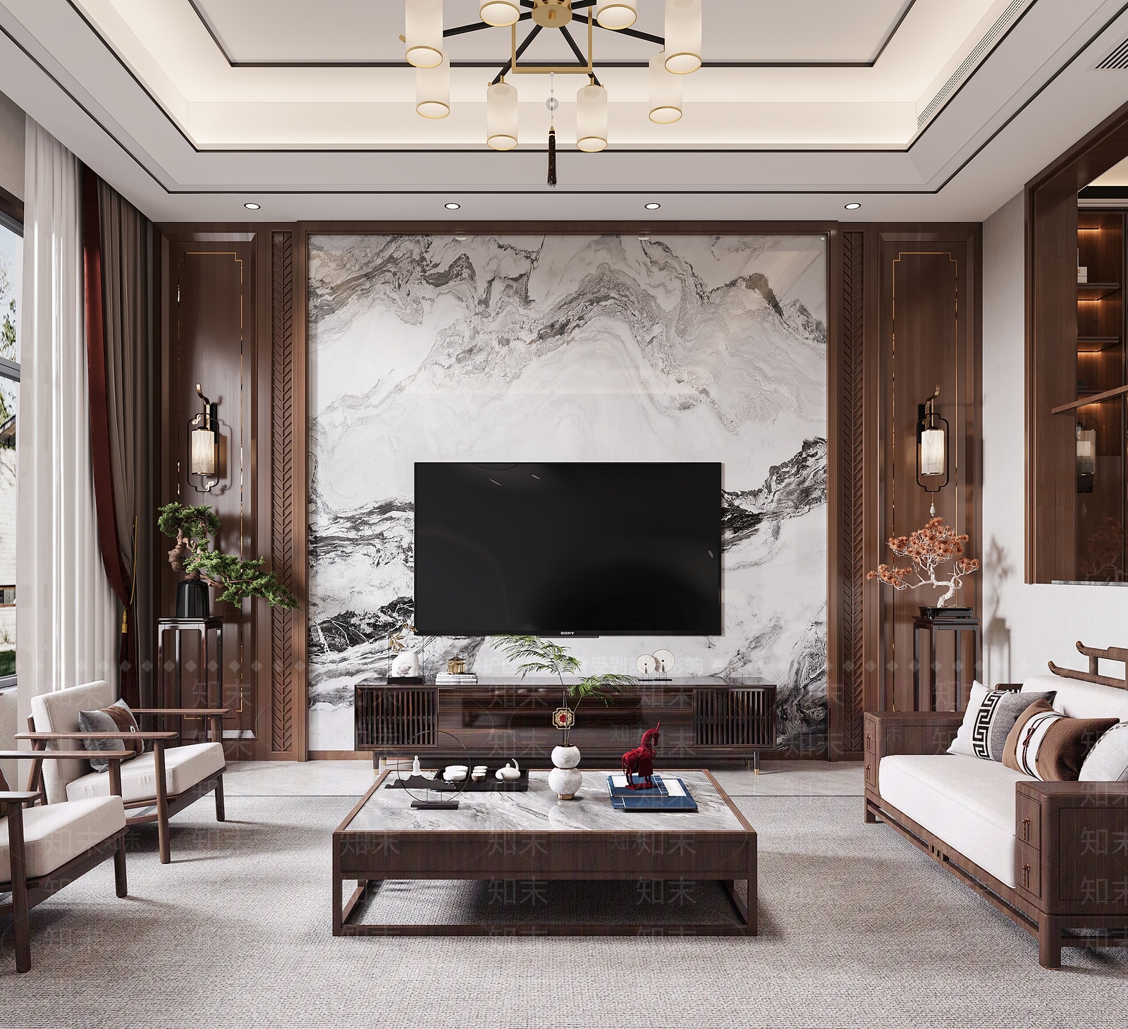 别墅客厅3D模型精品下载_3dmax模型_知末网