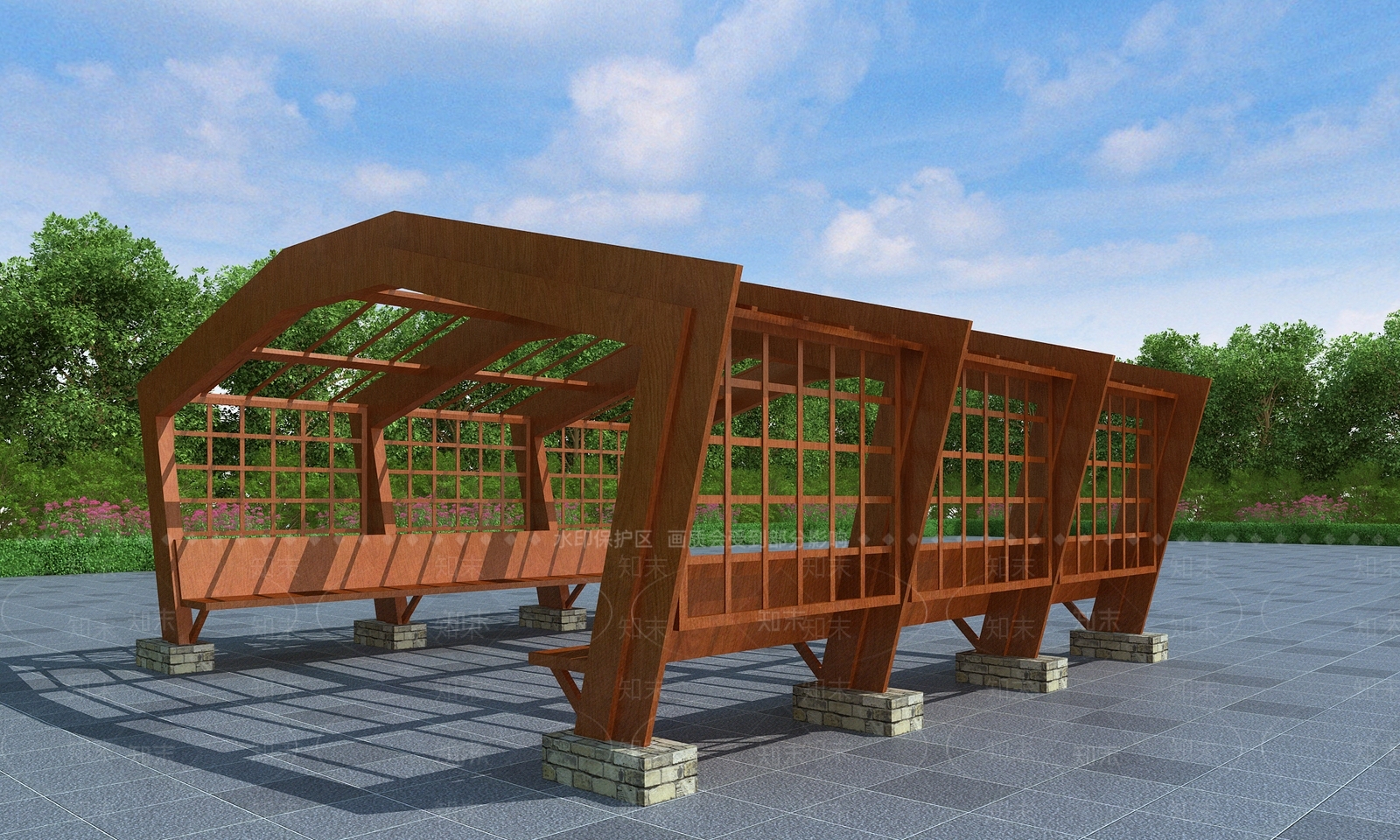 现代廊架3D模型下载【ID:1189268697】