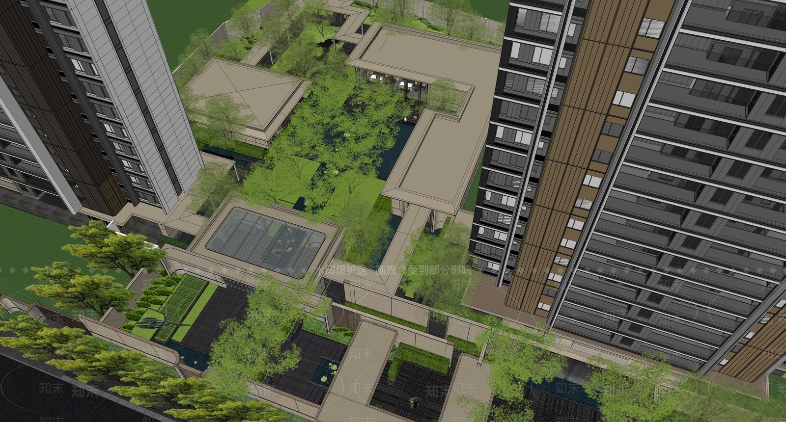 现代小区景观SU模型下载【ID:1189270458】