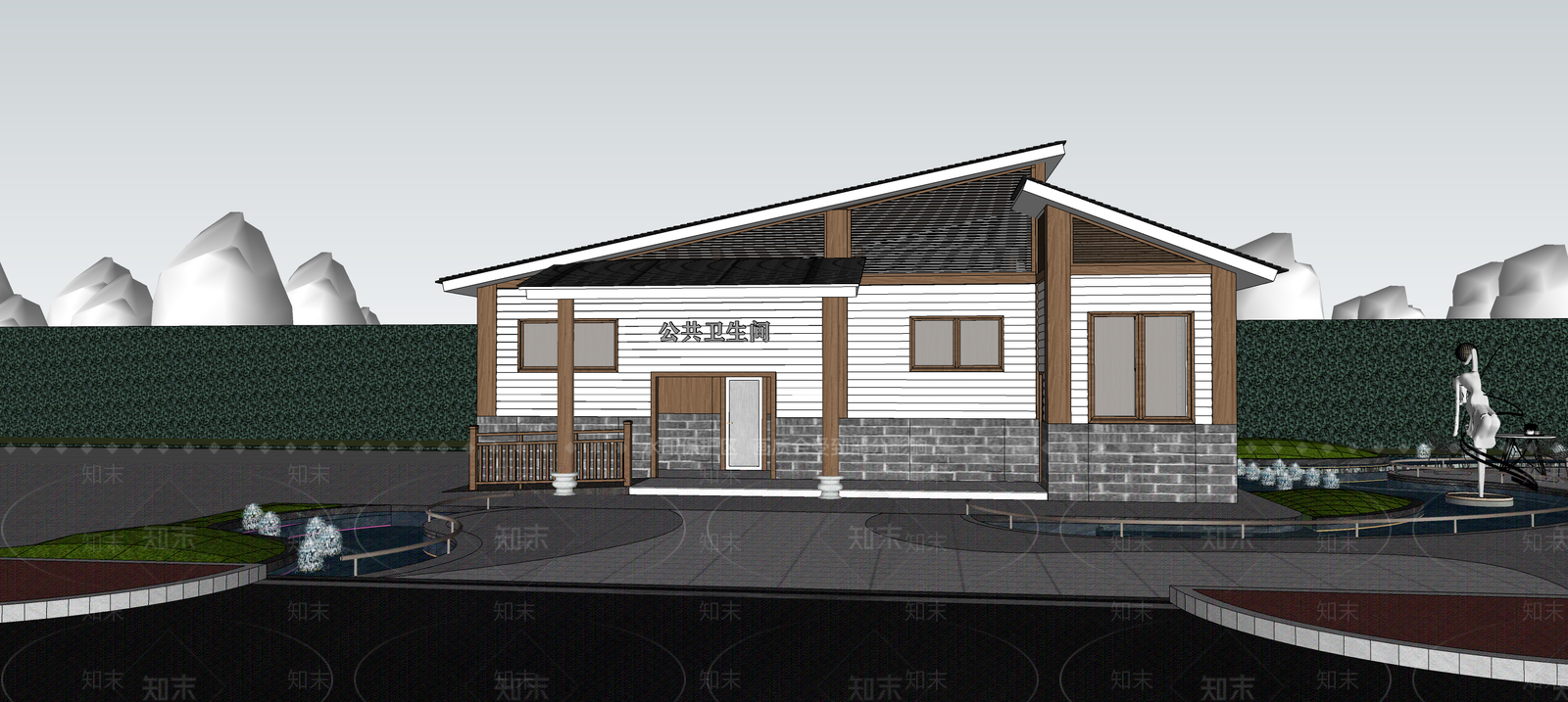 新中式中式小公建SU模型下载【ID:1189271891】