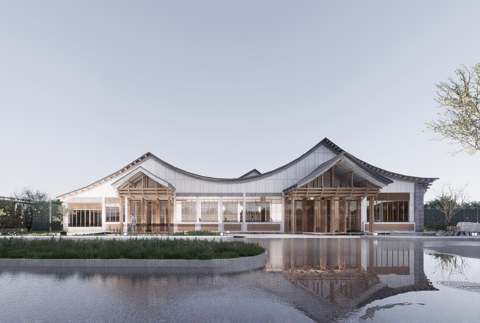 新中式中式办公楼SU模型下载【ID:1189272558】