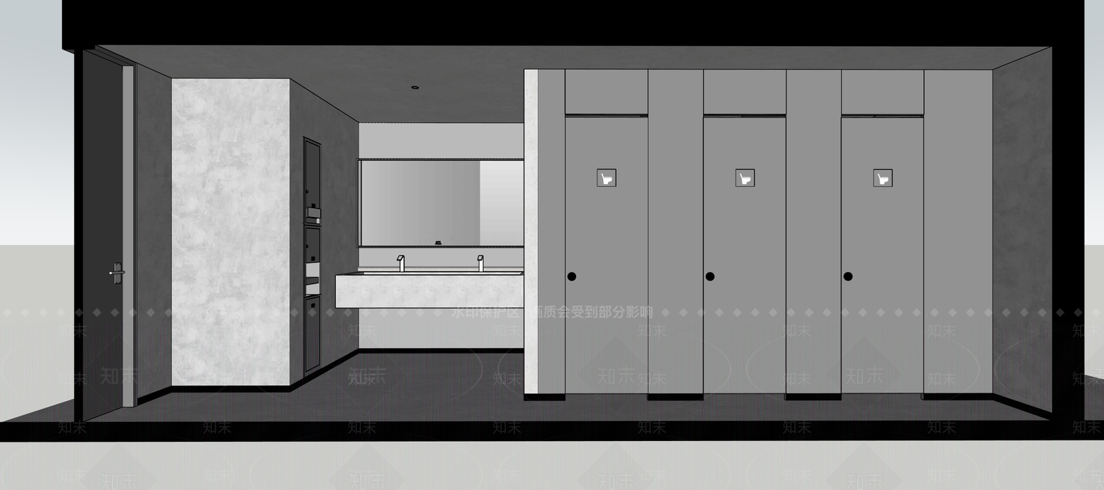 工业公共卫生间SU模型下载【ID:1189273108】