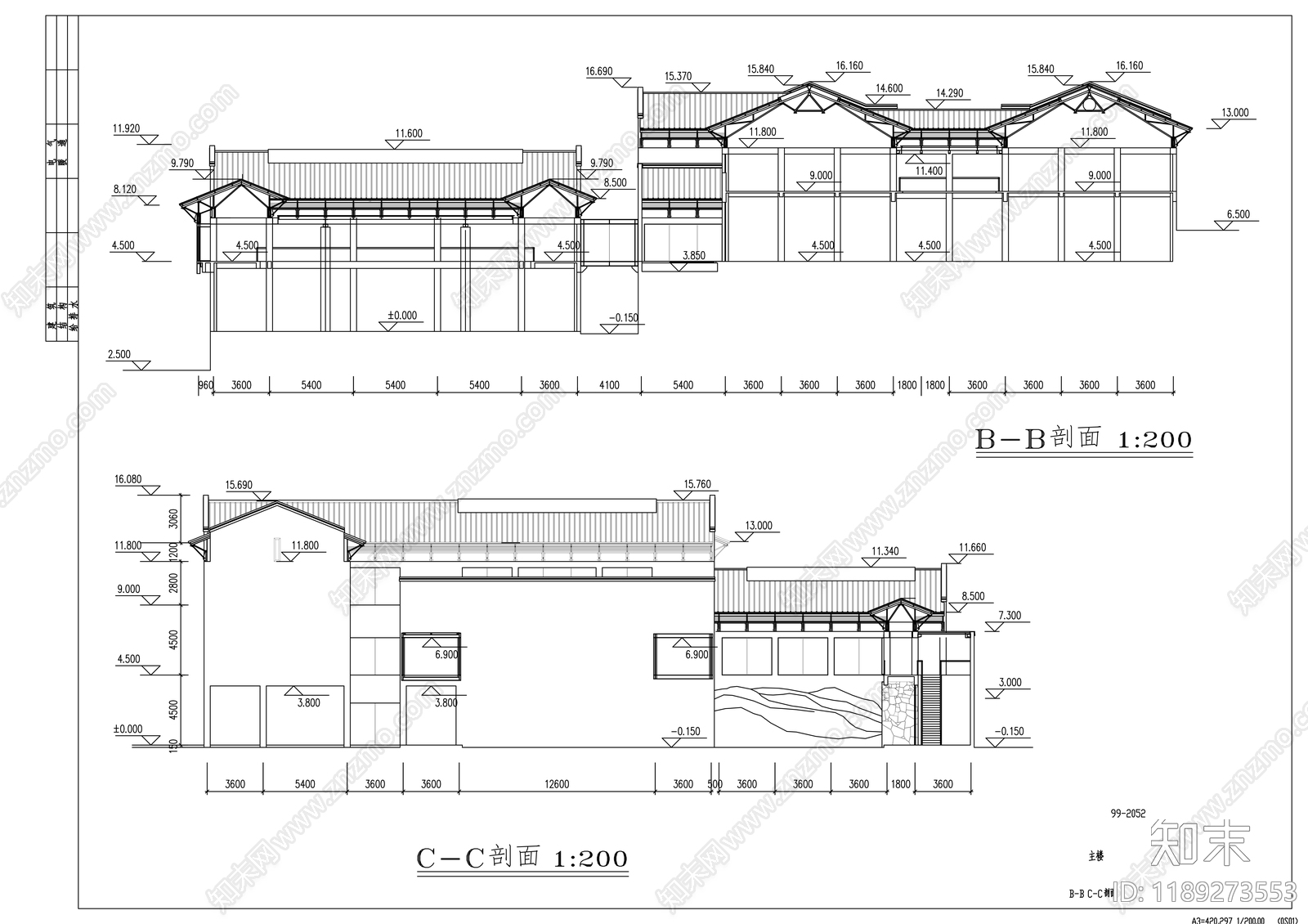 中式博物馆建筑施工图下载【ID:1189273553】