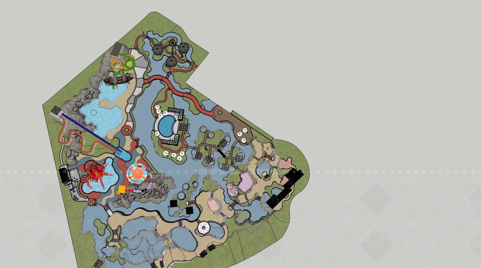 现代景观公园SU模型下载【ID:1189273956】