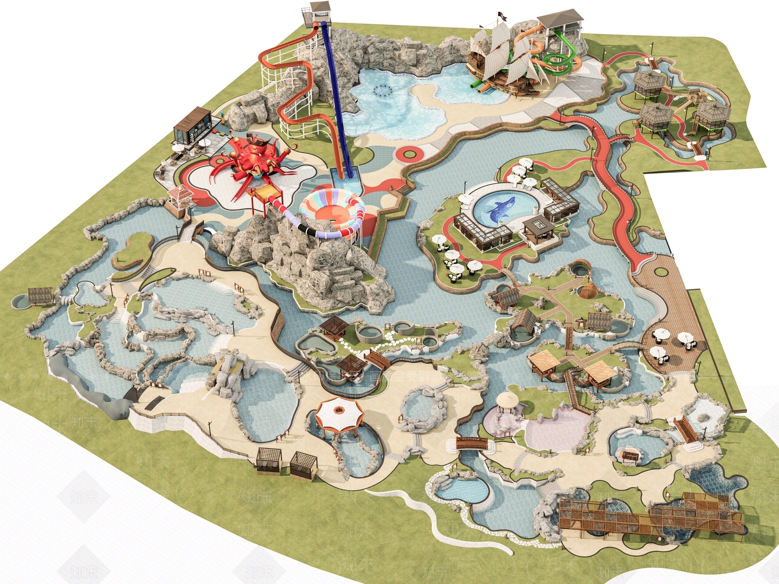 现代景观公园SU模型下载【ID:1189273956】