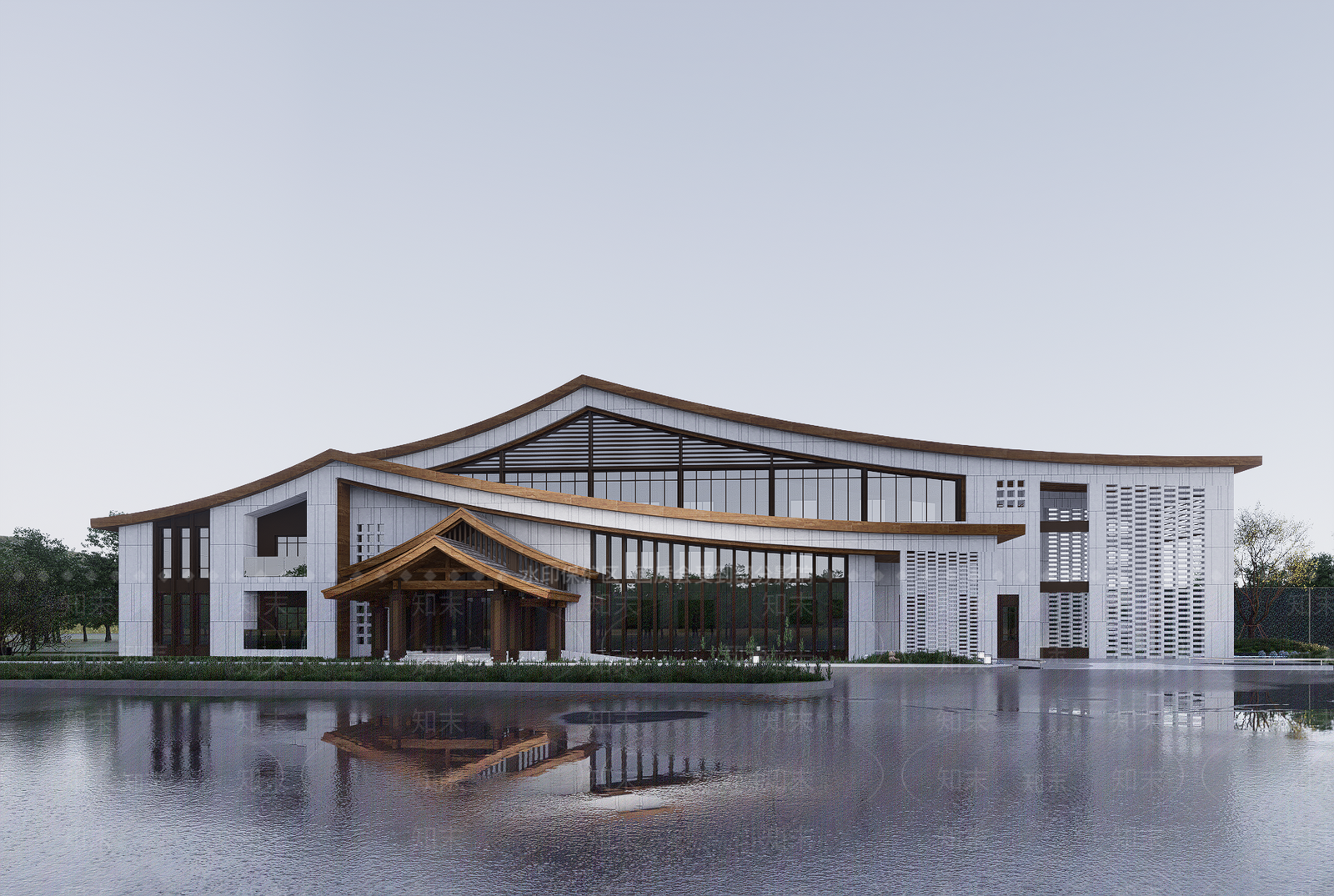 新中式中式办公楼SU模型下载【ID:1189274339】