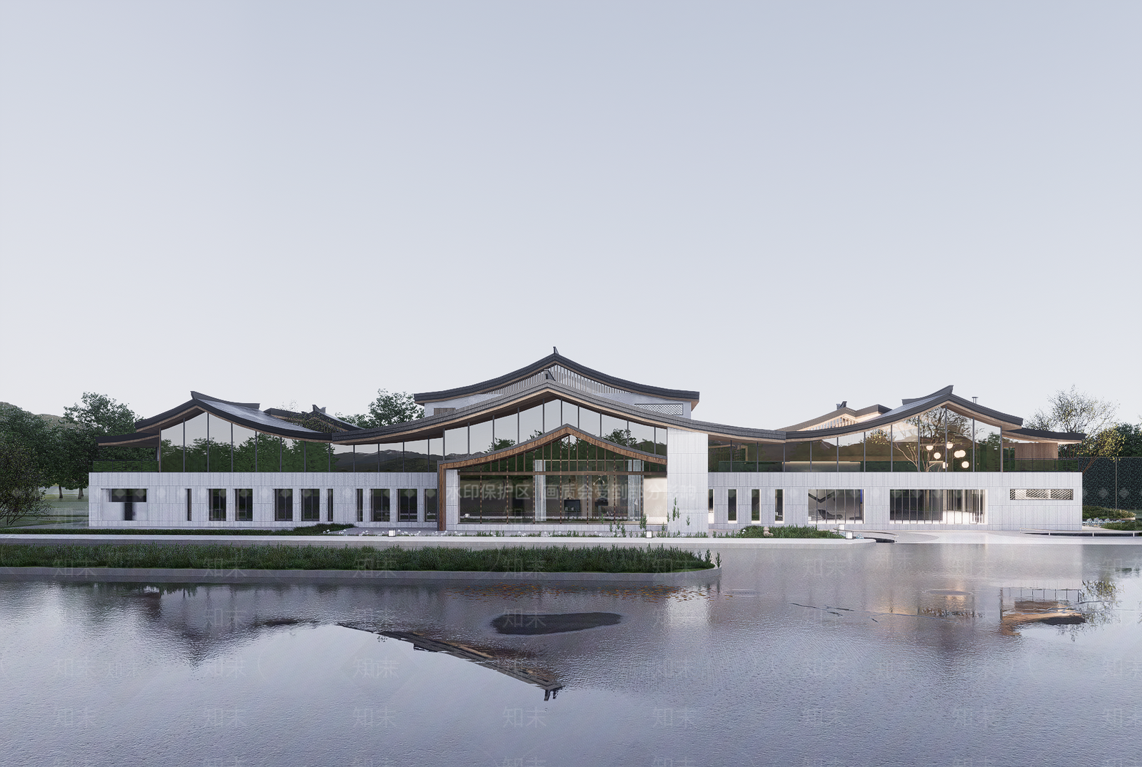 新中式中式办公楼SU模型下载【ID:1189275554】