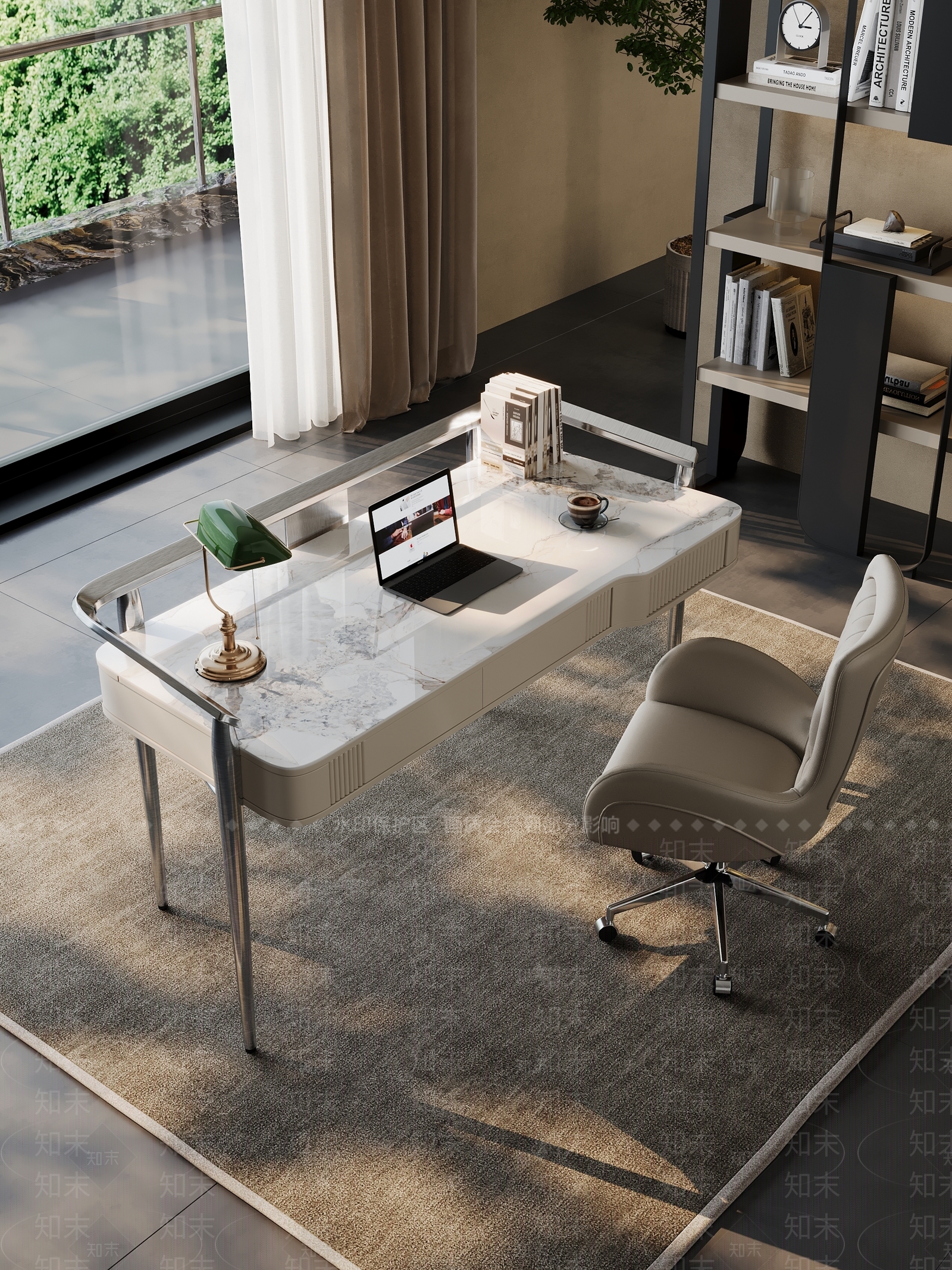 现代轻奢书房3D模型下载【ID:1189276800】