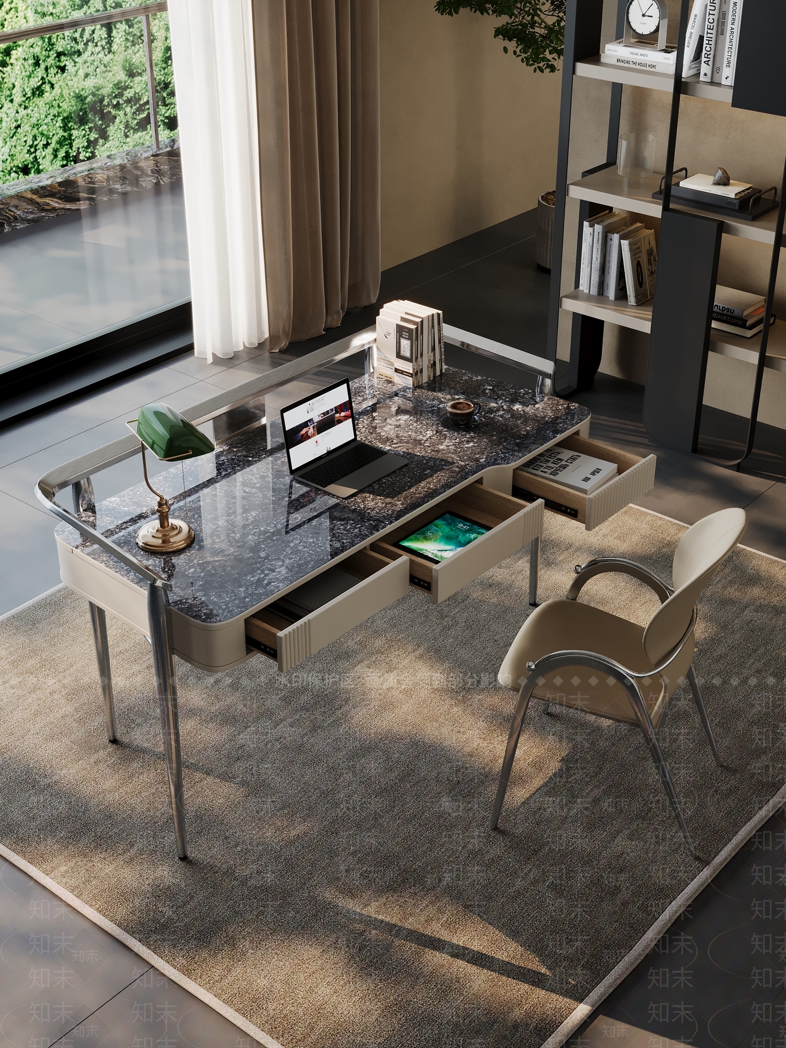 现代轻奢书房3D模型下载【ID:1189276800】