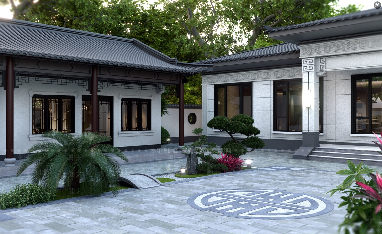中式新中式别墅SU模型下载【ID:1189338034】