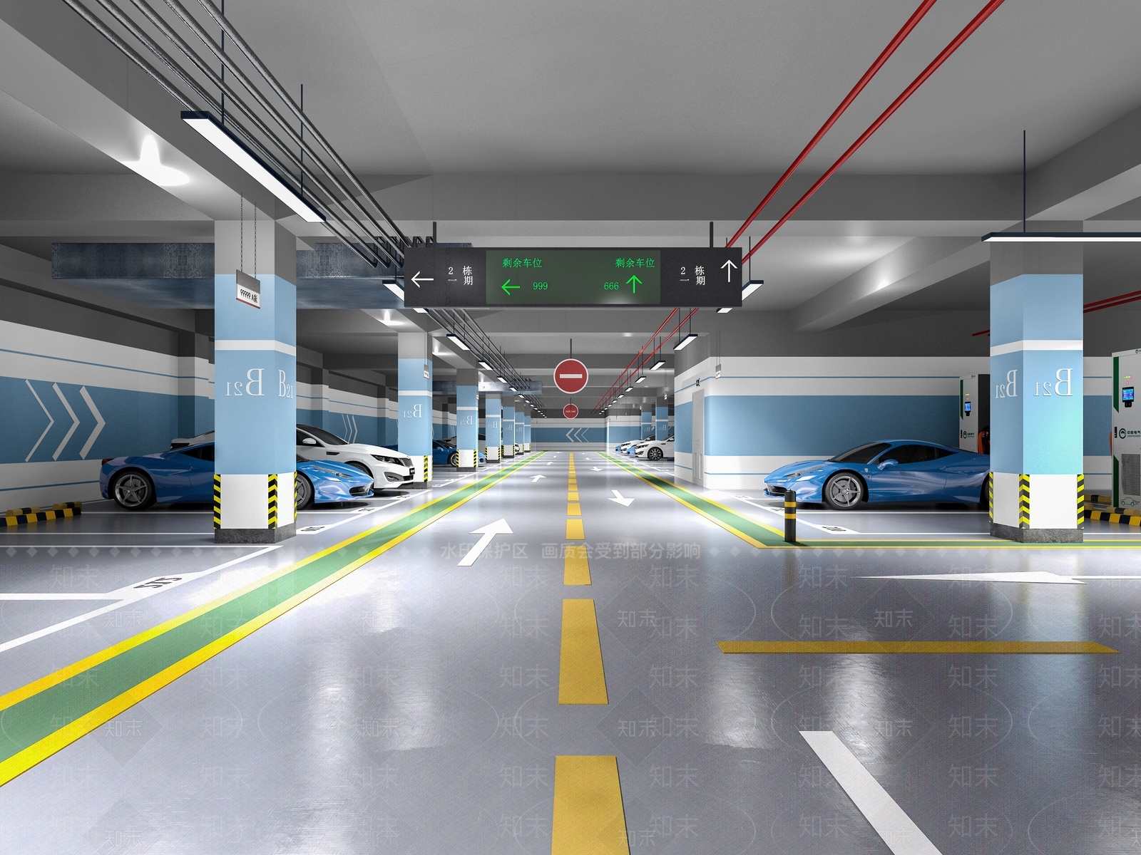 现代停车场SU模型下载【ID:1189280148】