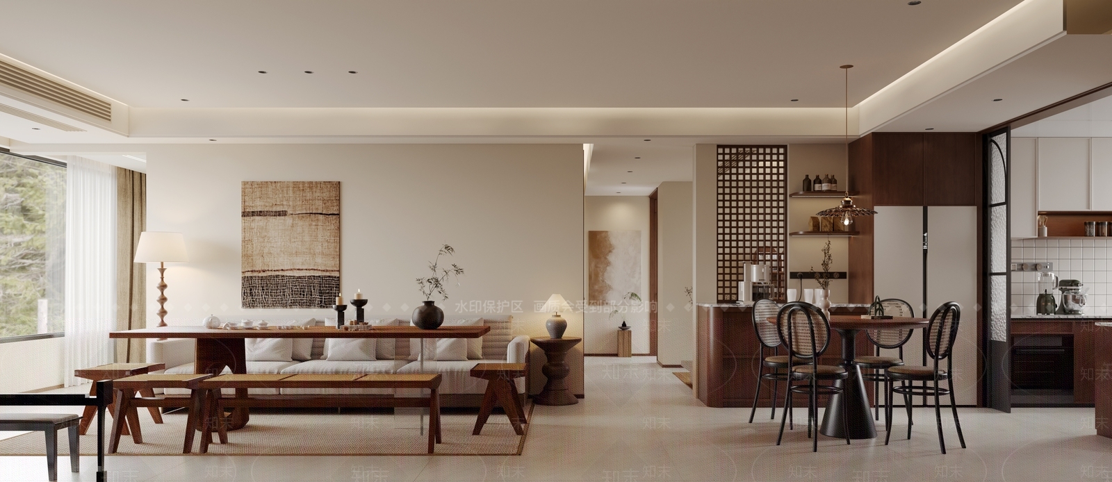 中古禅意家居客厅3D模型下载【ID:1189285201】