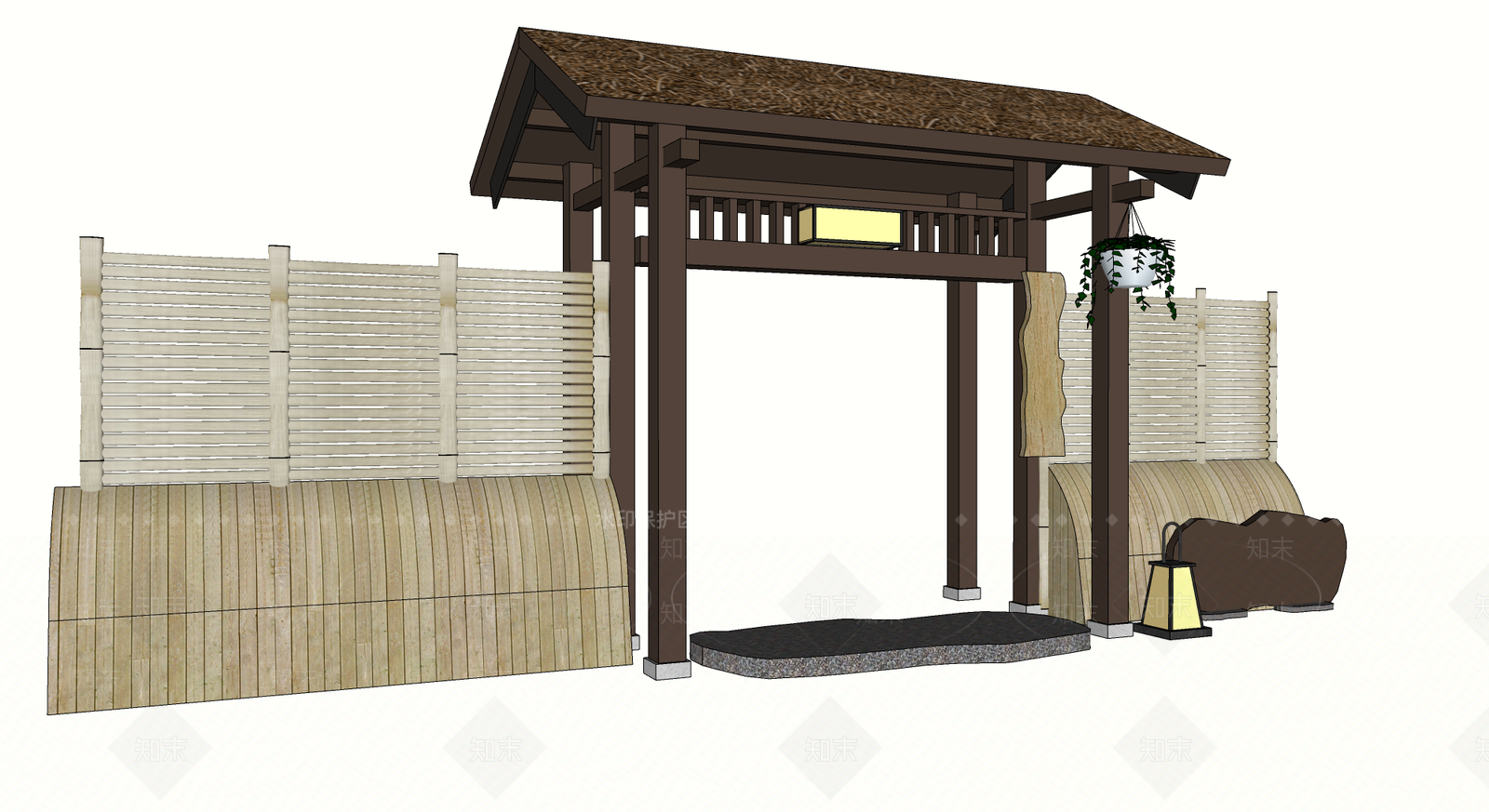 日式庭院小品SU模型下载【ID:1189282272】