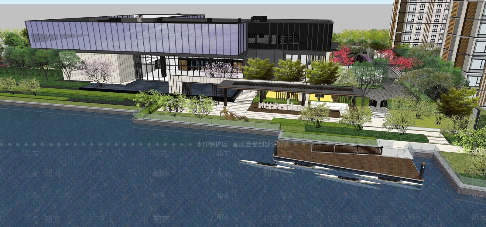 现代小区建筑SU模型下载【ID:1189282330】