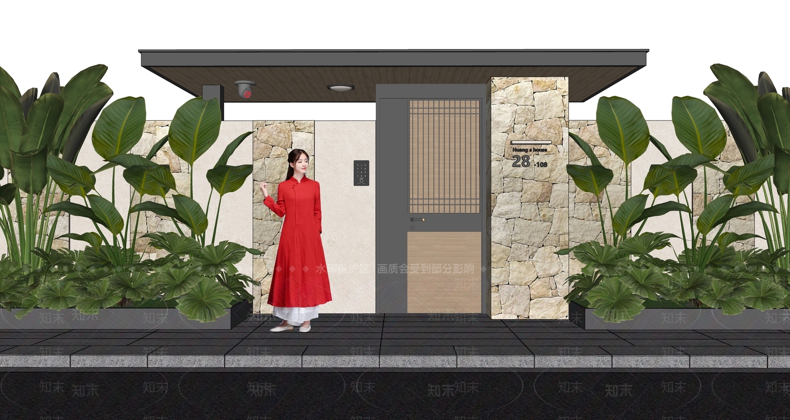 现代庭院门SU模型下载【ID:1189282538】